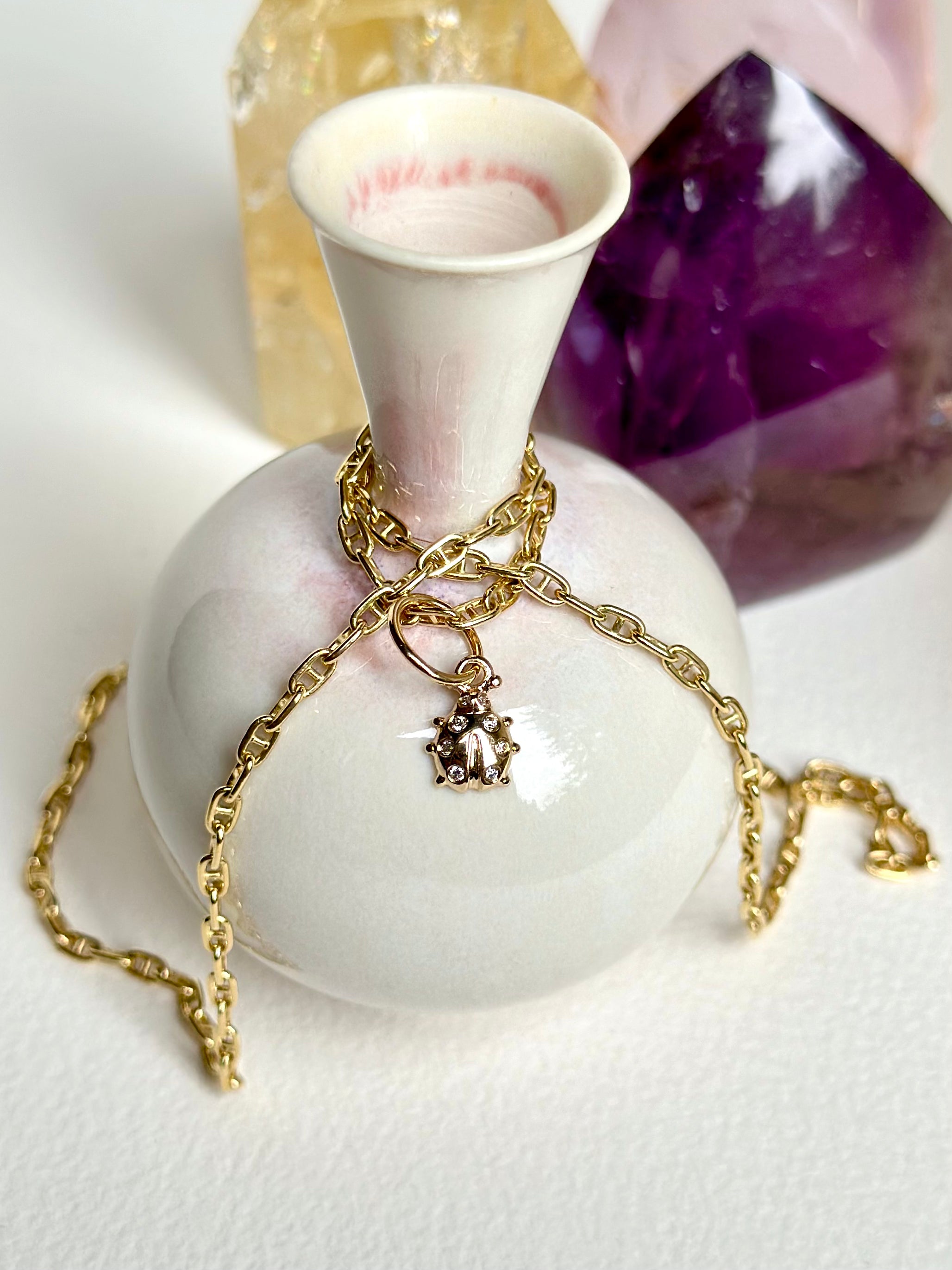 14K Diamond Ladybug Charm