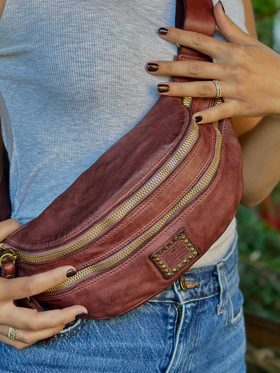 Leto Belt Bag in Burgundy Leather