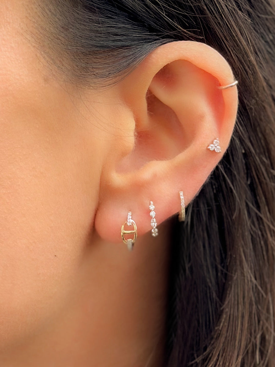 14K Diamond Anchor Link Huggies