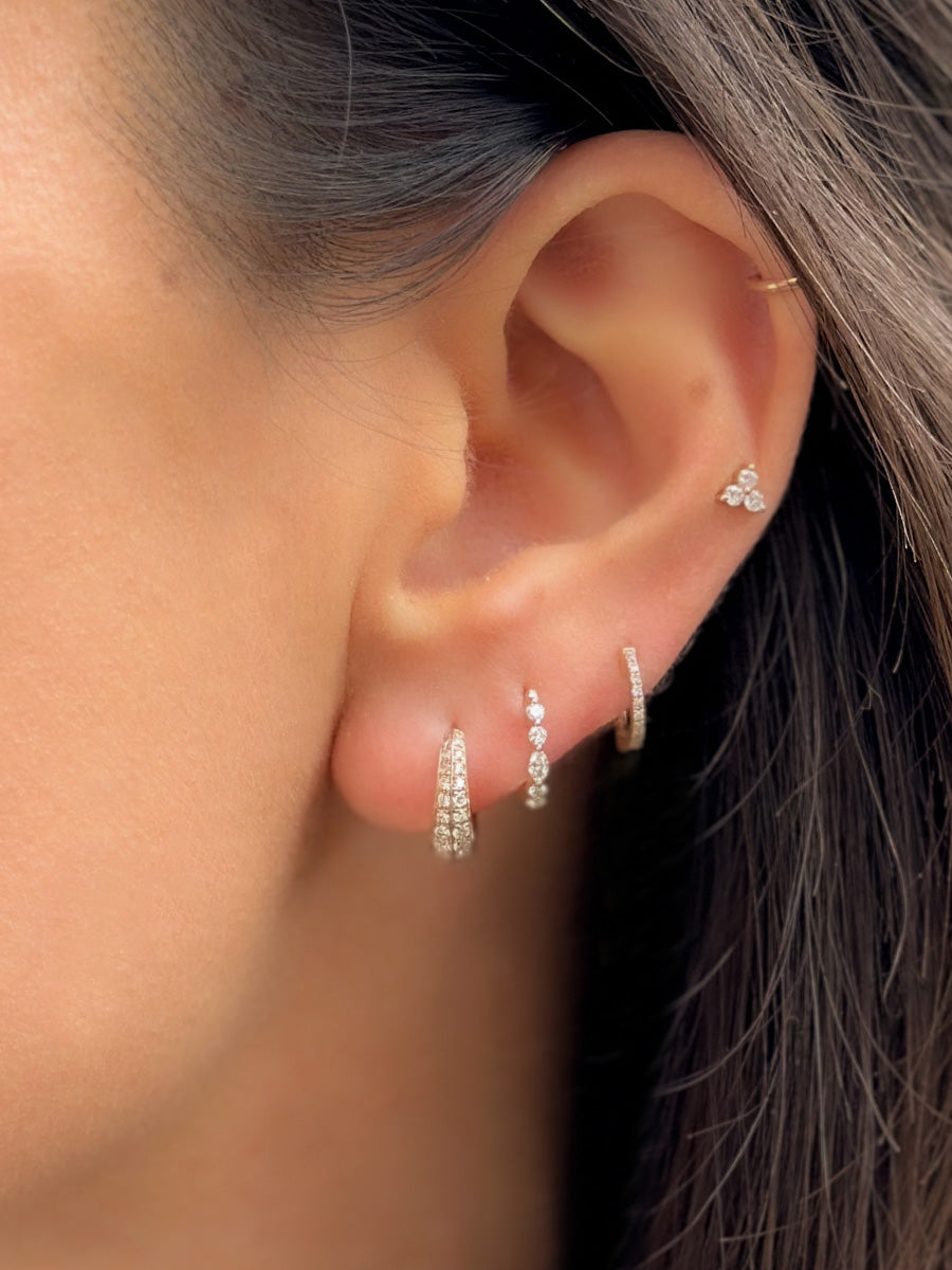 14K Pavé Diamond Tapered Huggies