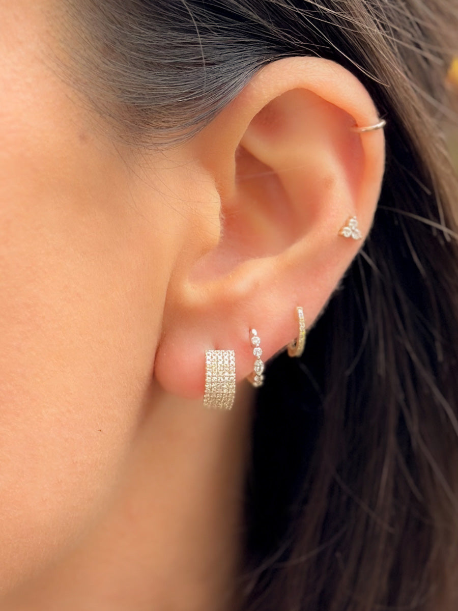 14K Diamond Five Row Huggies