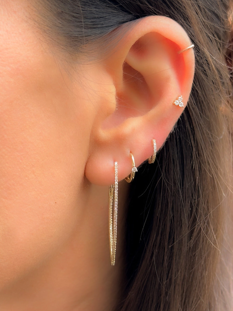 14K Diamond Marquise Huggie Hoops