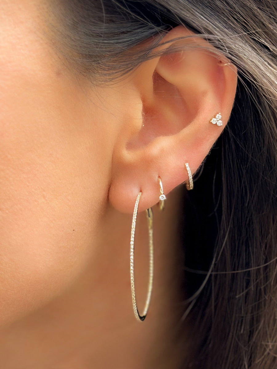 14K Diamond Large Oval Hoops