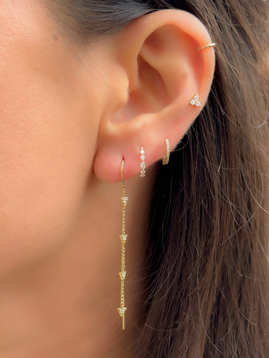 14K Diamond Triangle Threader Earrings