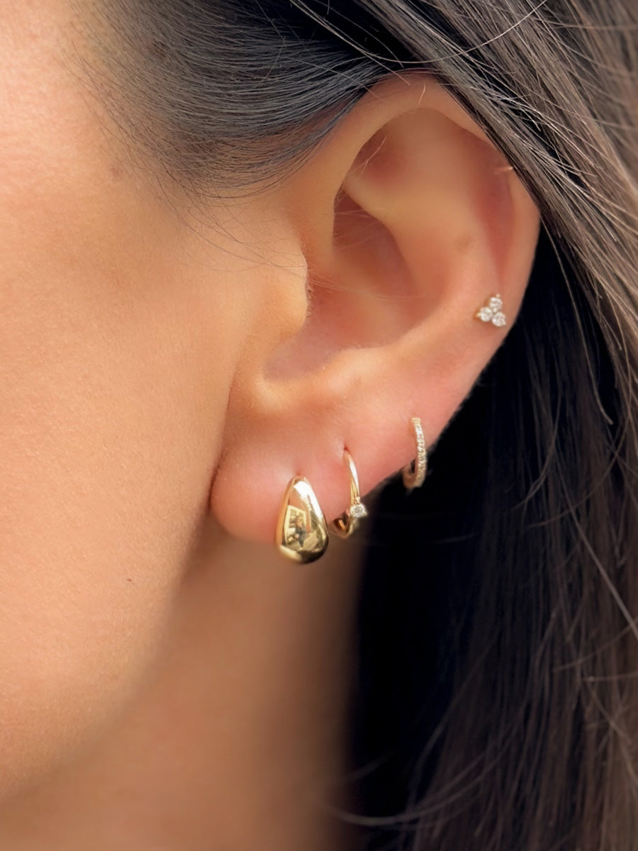 14K Tapered Dome Huggies