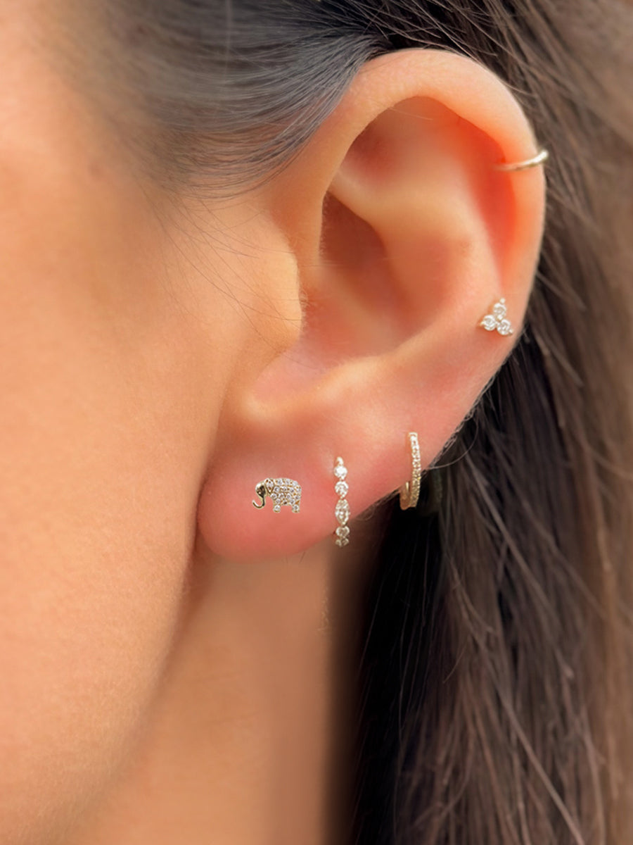 14K Diamond Elephant Studs