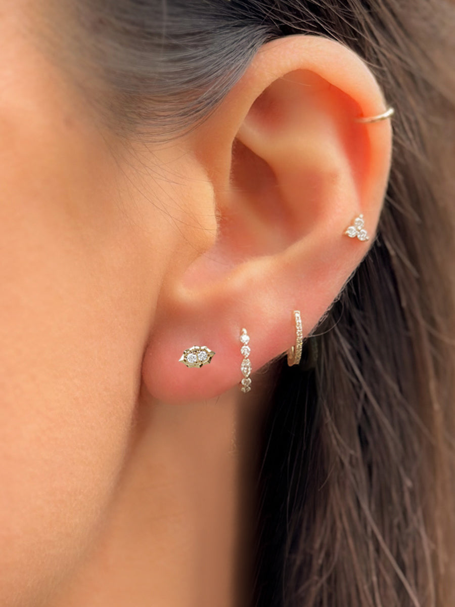 14K Diamond Duo Pointed Marquise Studs