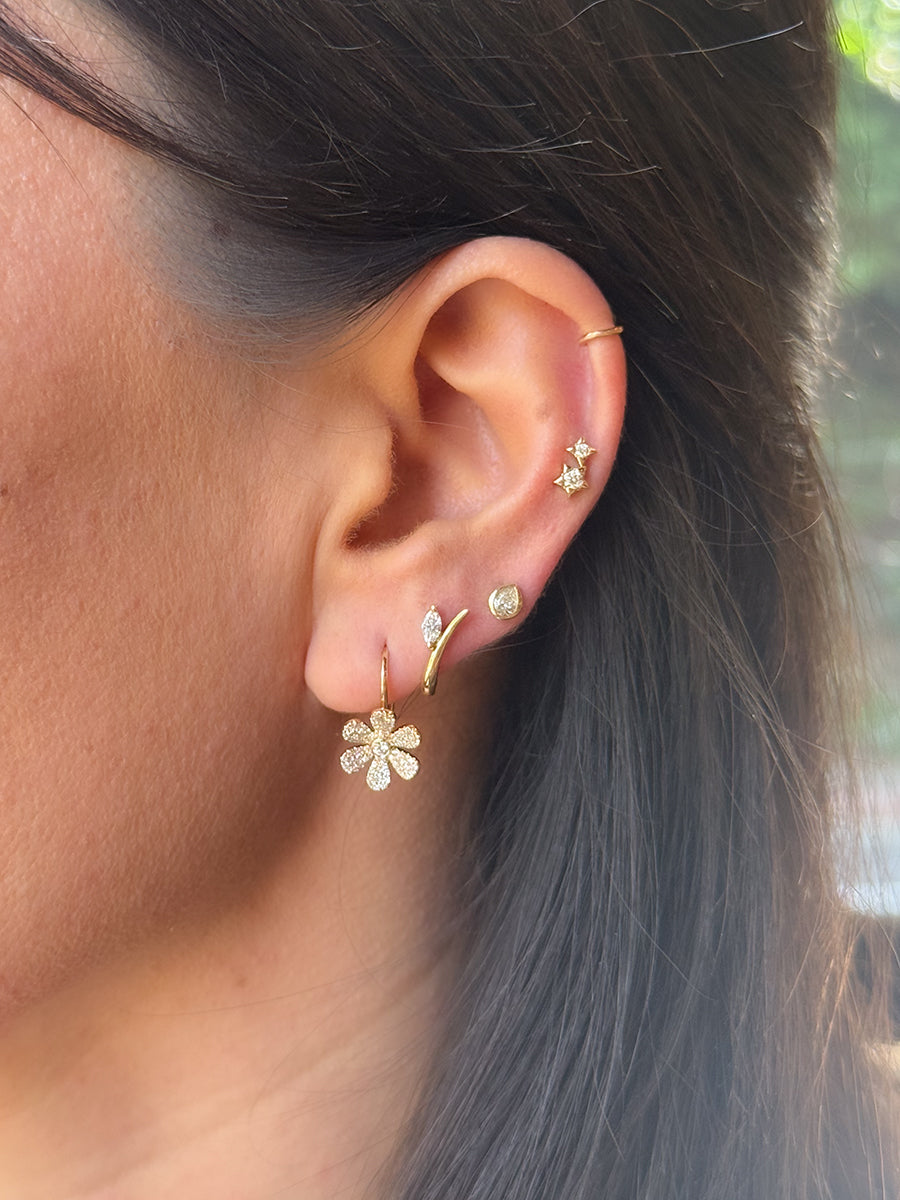 14K Pavé Diamond Daisy Earrings