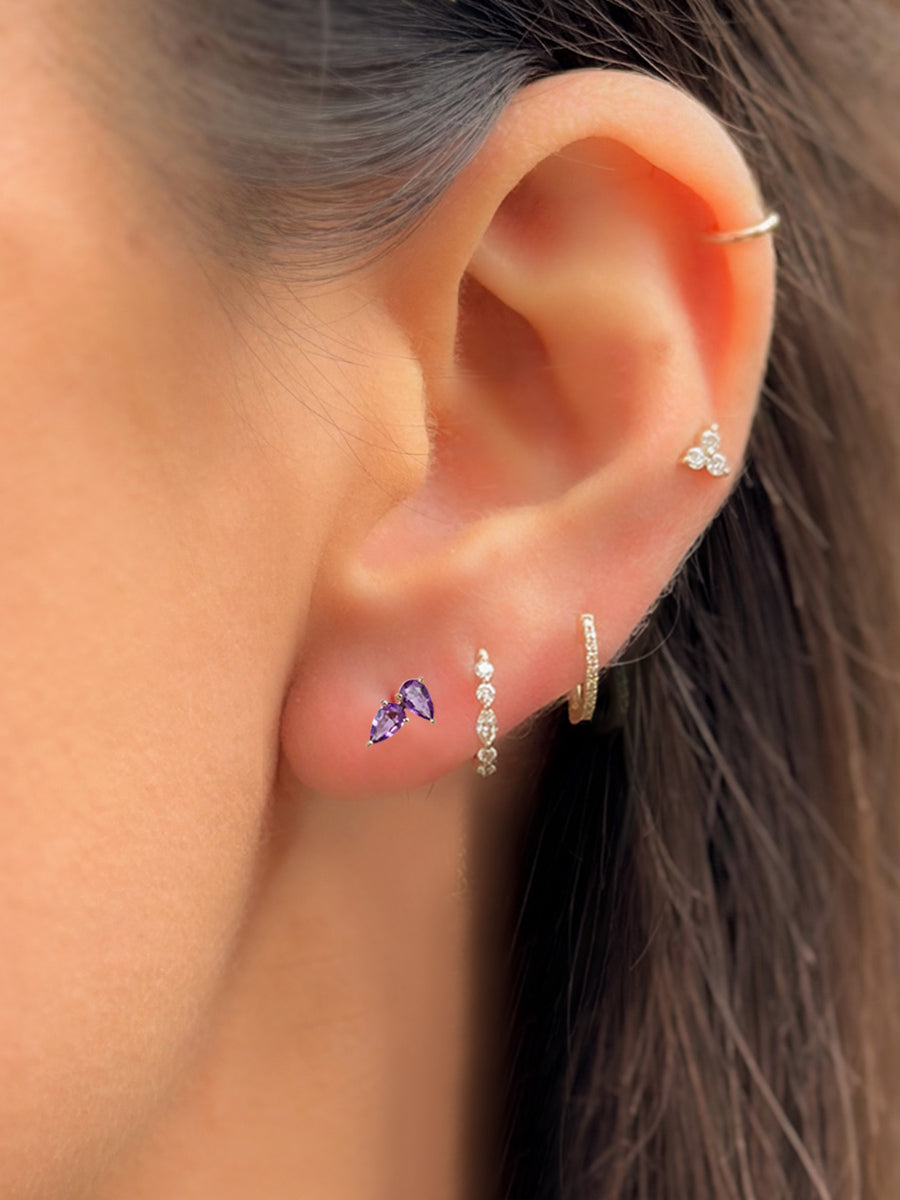 14K Amethyst Double Pear Studs