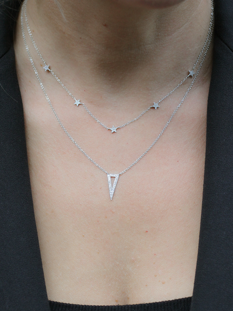14K Open Triangle Pavé Diamond Necklace