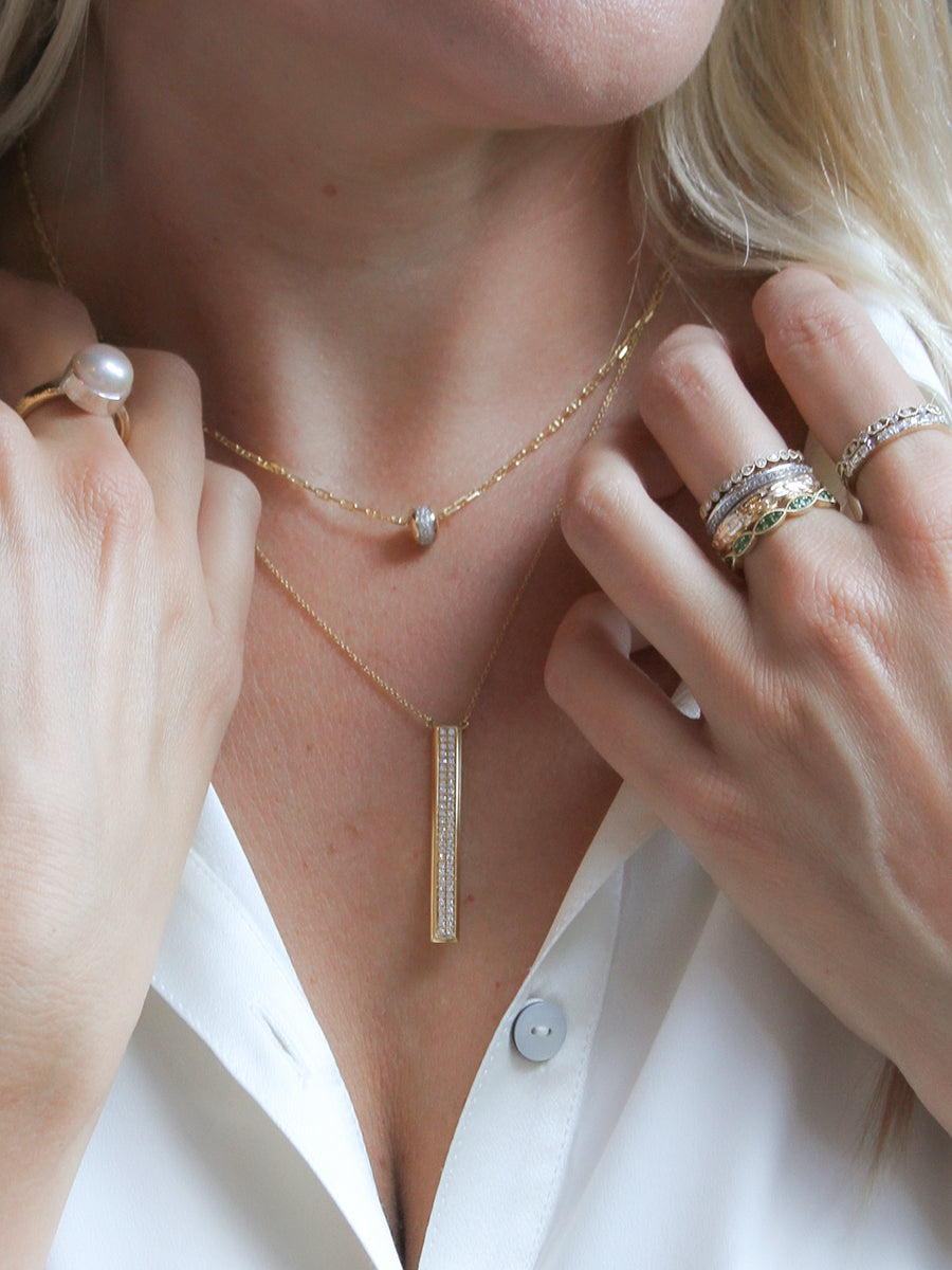 14K Pavé Diamond Slider Bead