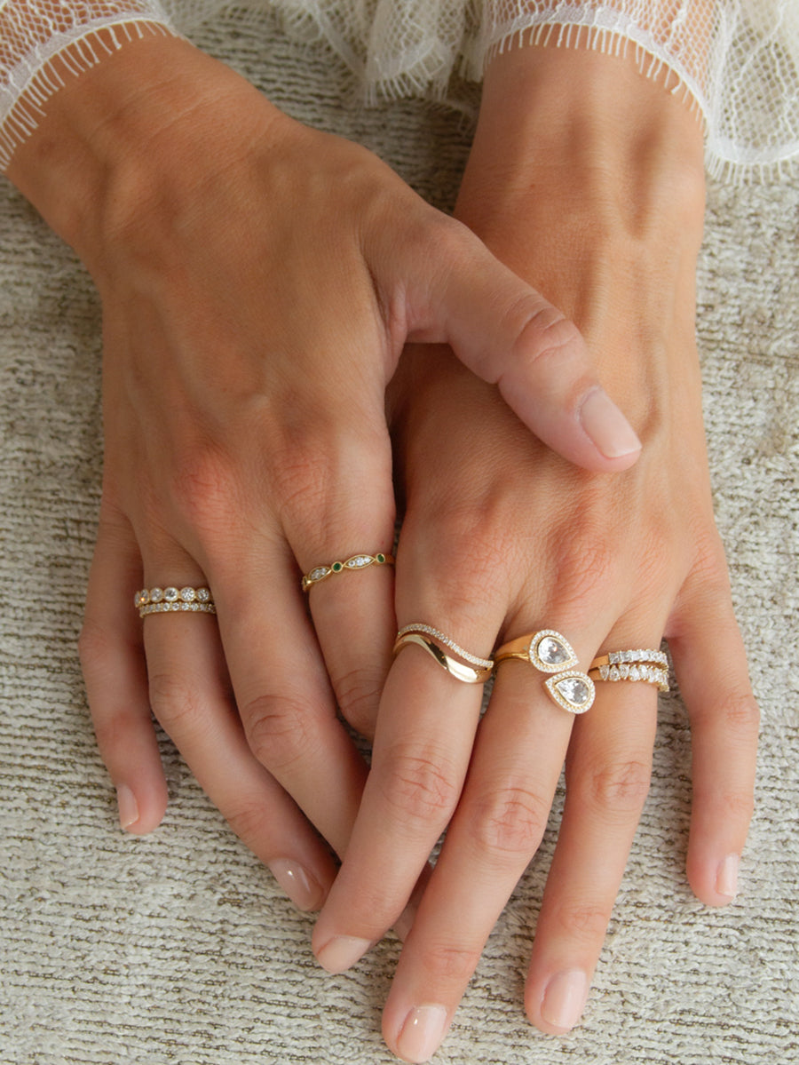 14K Moi Et Toi Diamond & White Topaz Ring