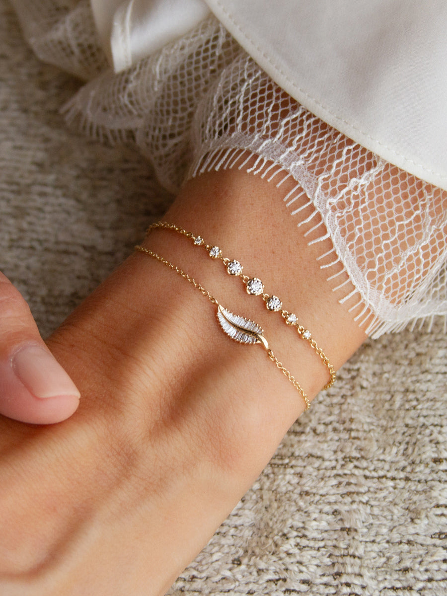 14K Seven Diamond Station Bracelet
