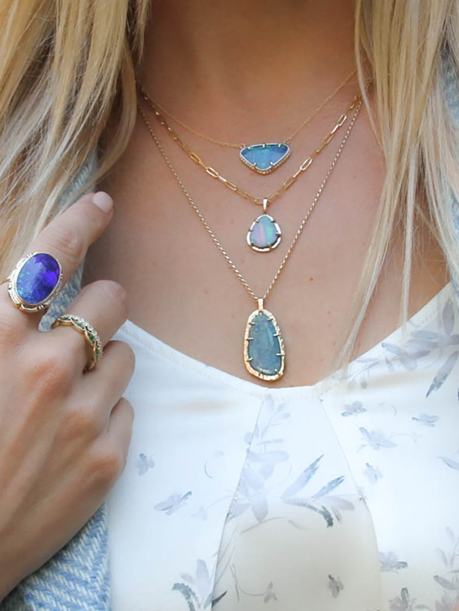 14K Mystic Australian Opal Necklace