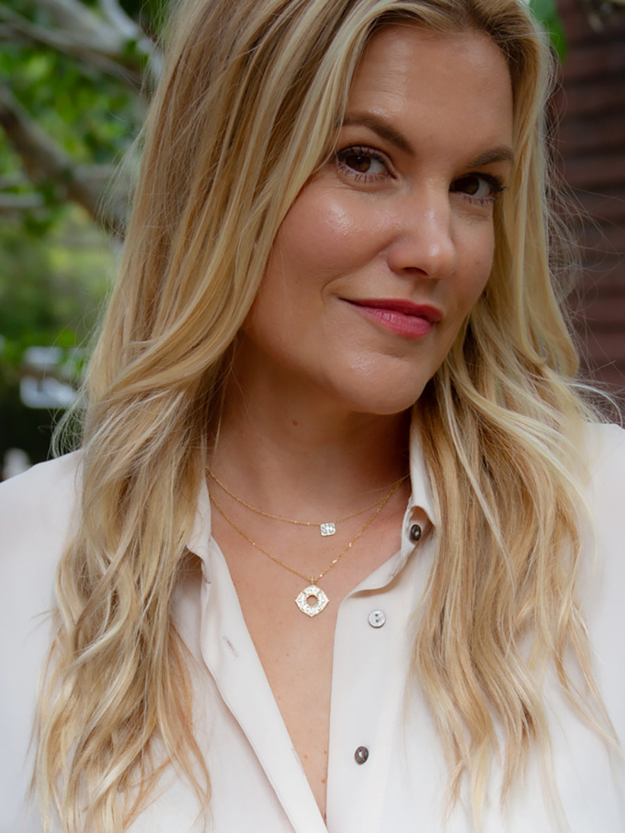 14K Anahata Baguette Diamond Necklace