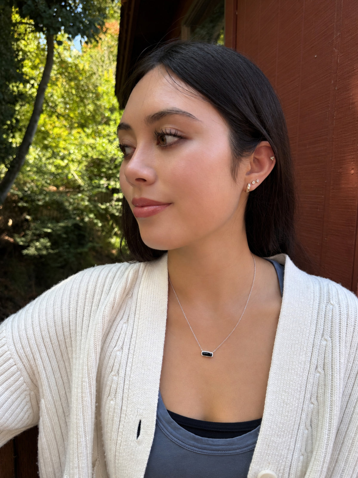 18K London Blue Topaz Baguette Bar Necklace