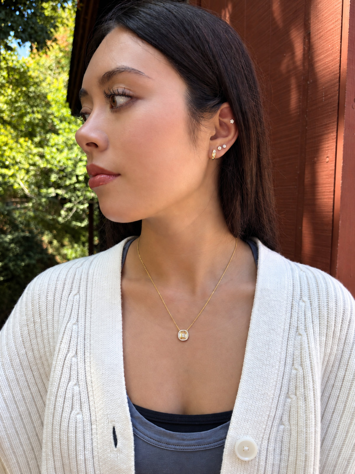 18K Diamond Deco Prism Necklace