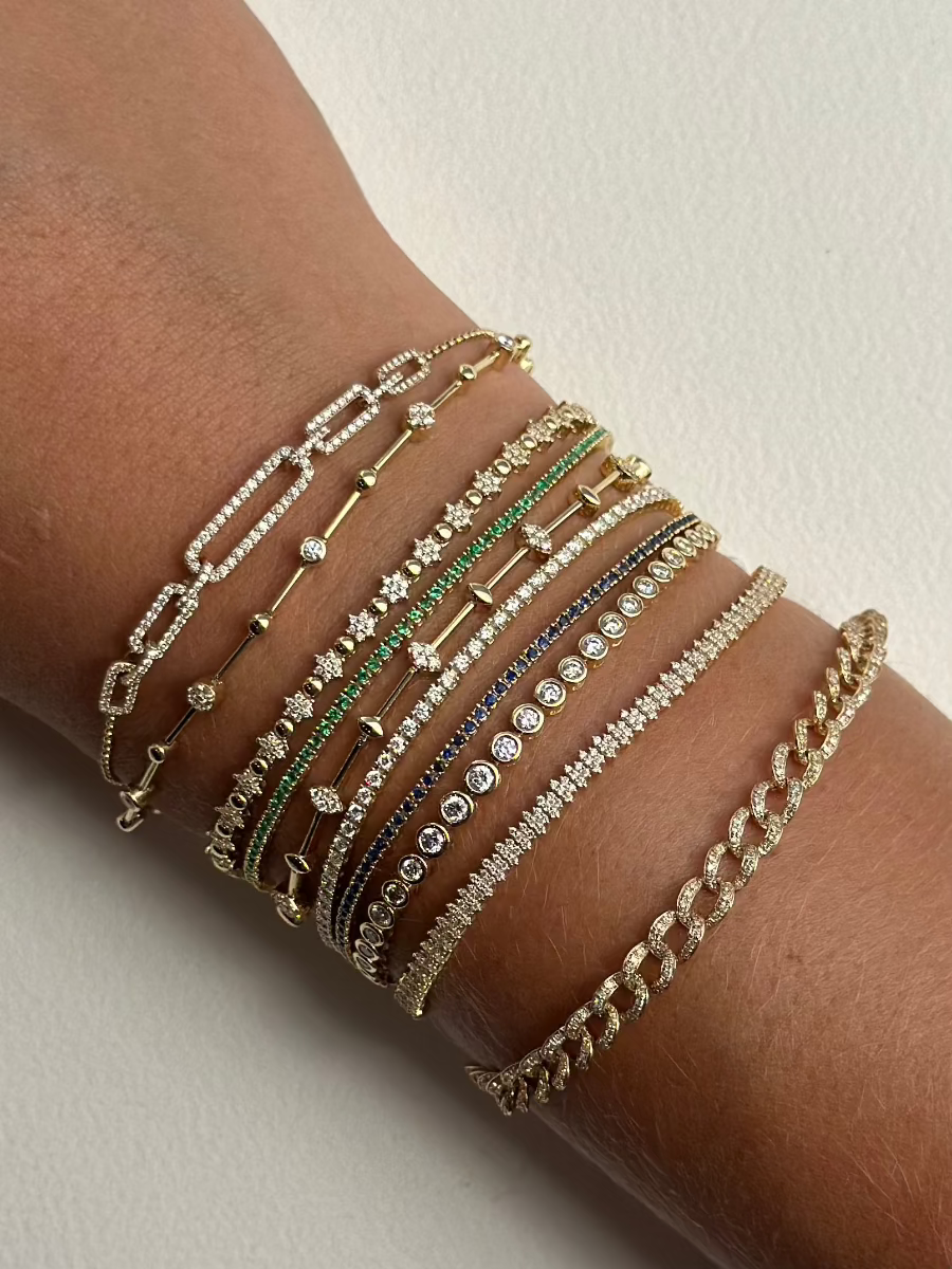 14K Pavé Diamond Marquise Link Tennis Bracelet