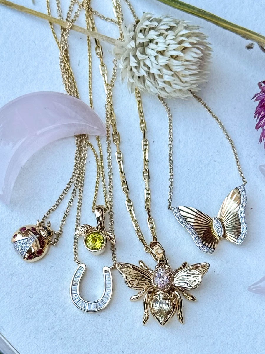 14K Vintage Butterfly Diamond Necklace