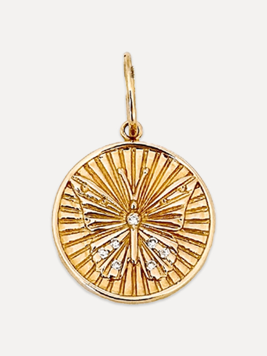 14K Diamond Butterfly Charm