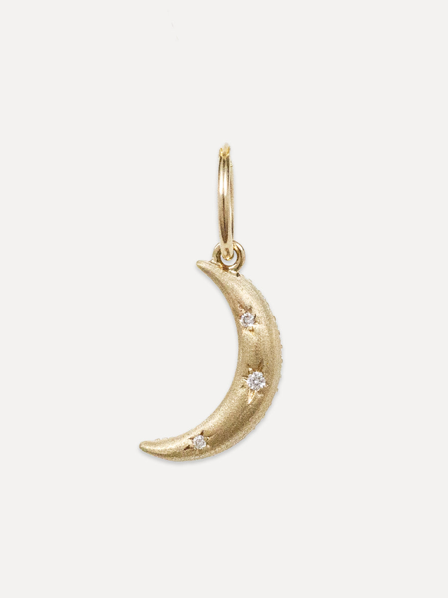 14K Diamond Double-Sided Crescent Moon Charm