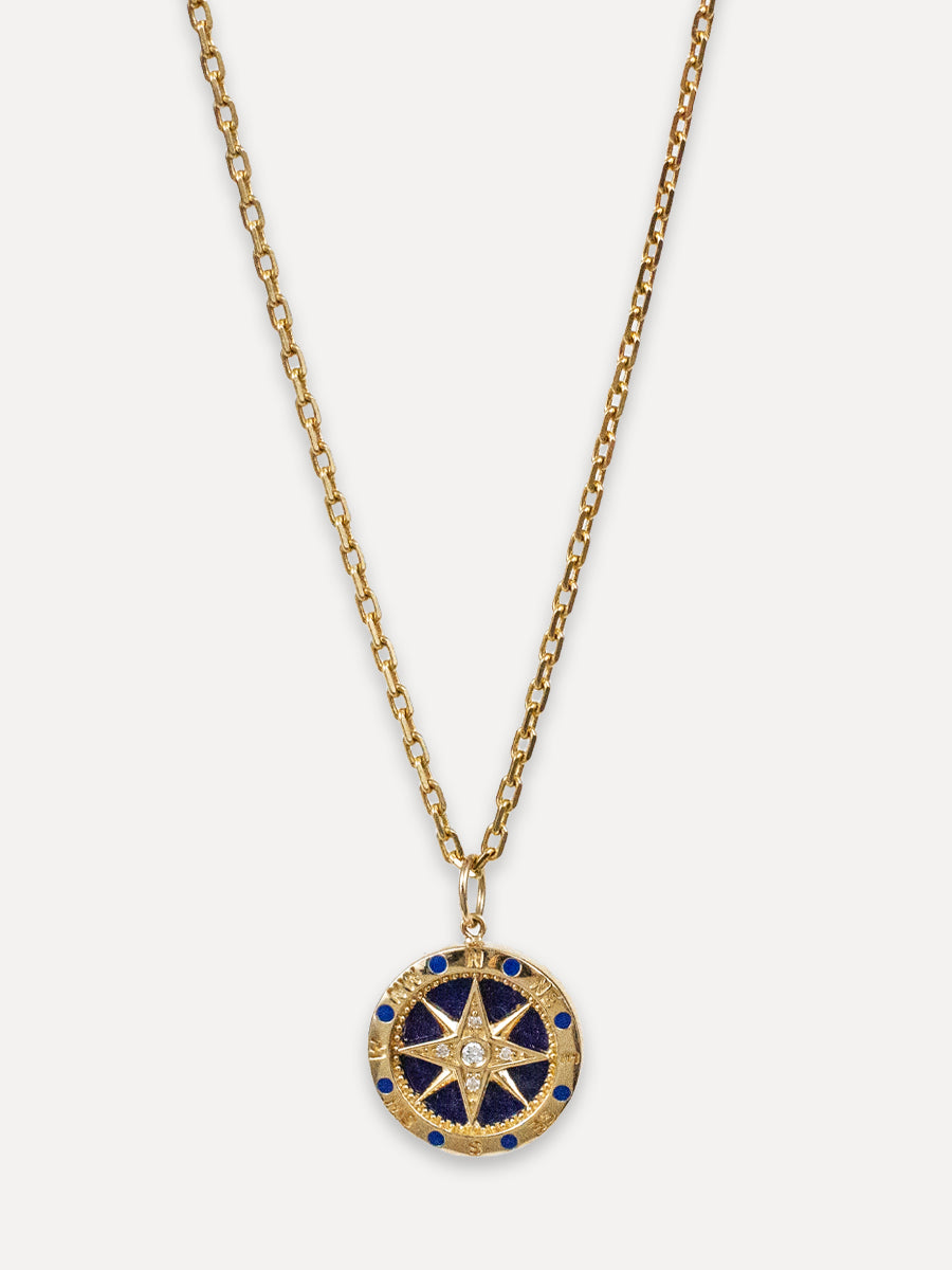 14K Lapis Compass Charm