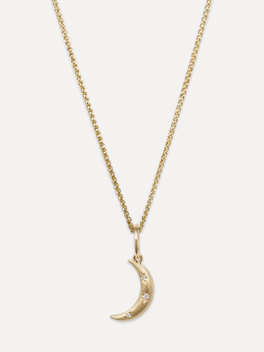 14K Diamond Double-Sided Crescent Moon Charm