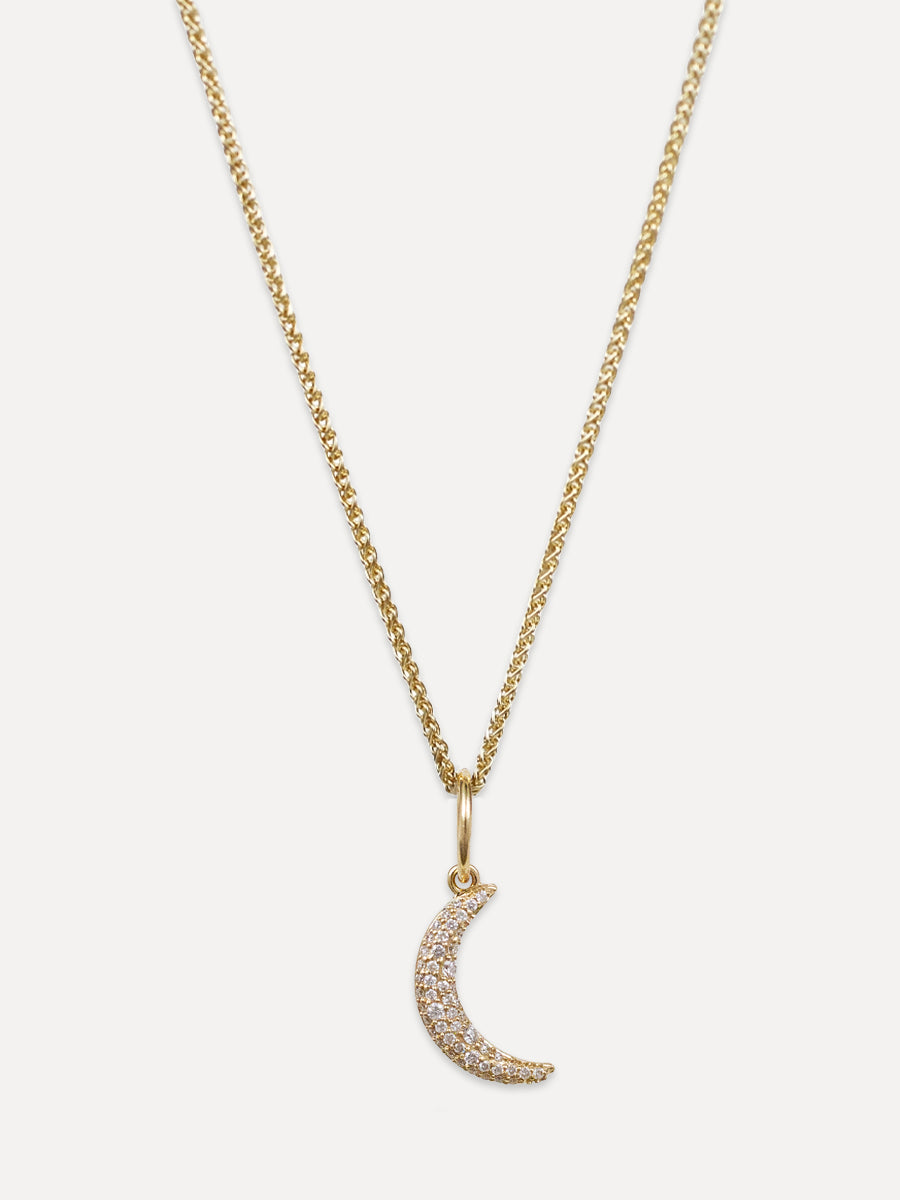 14K Diamond Double-Sided Crescent Moon Charm