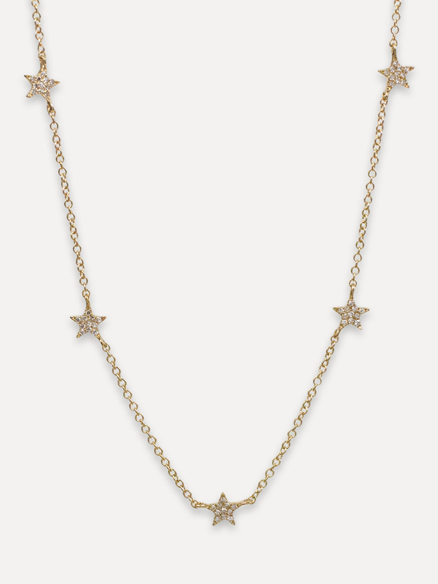 14K Diamond Star Charm Necklace