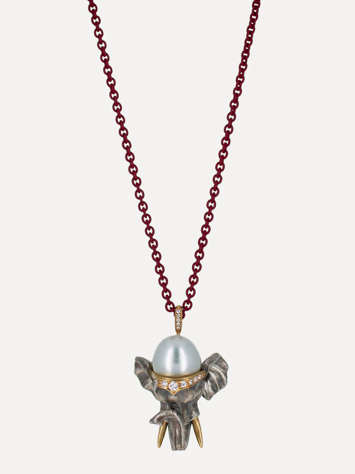 18k Gold Elephant Australian Pearl & Diamond Pendant
