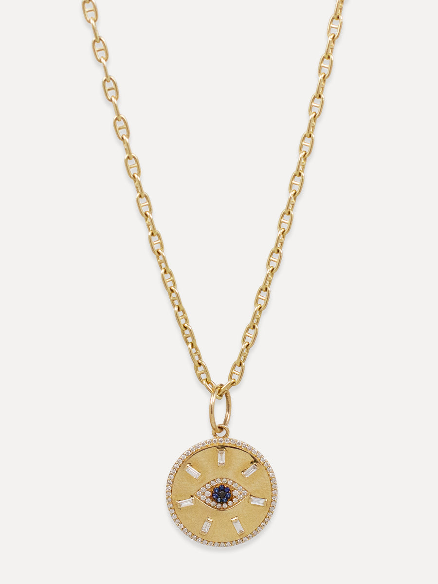 14K Baguette Diamond Eye Charm