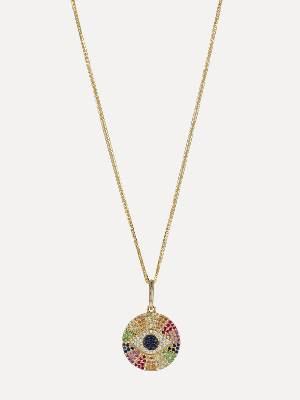 14K Rainbow Sapphire Evil Eye Charm