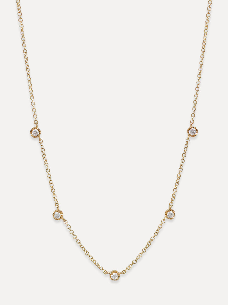 14K Pavé Diamond Round Charm Necklace