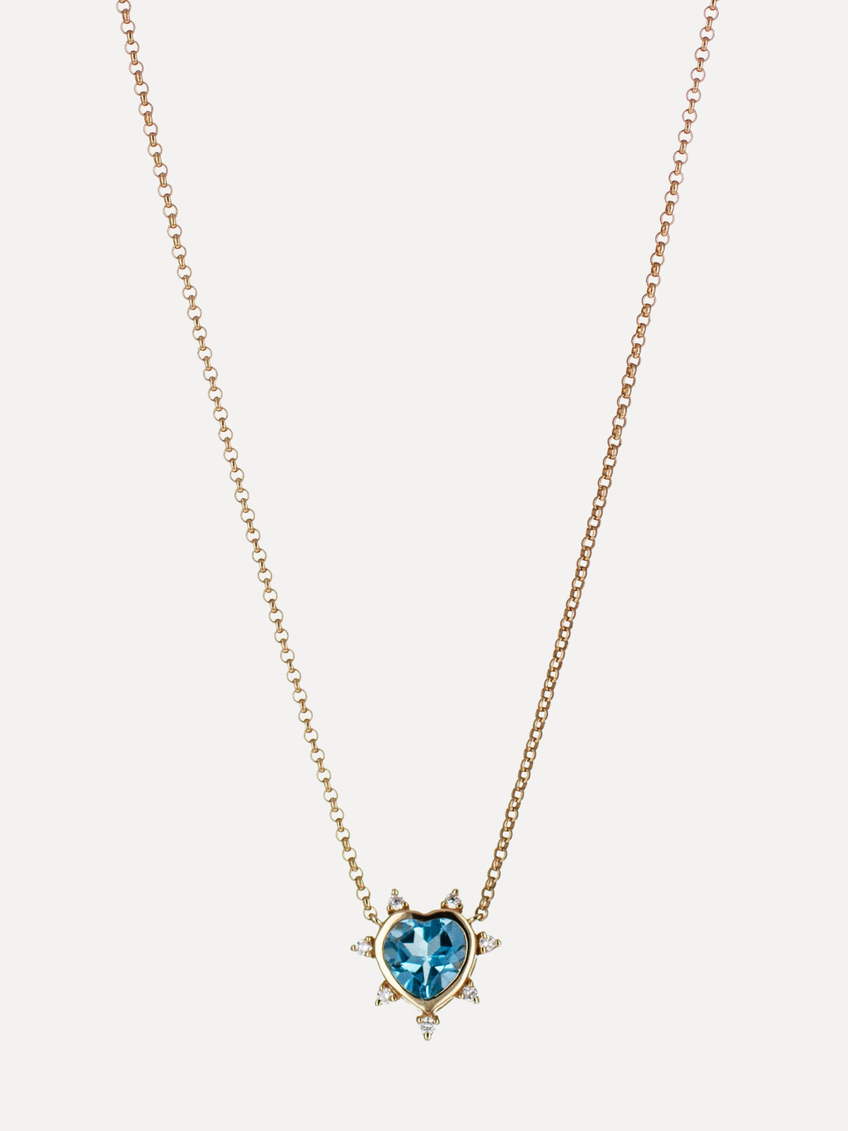 14K Swiss Blue Topaz Heart Necklace