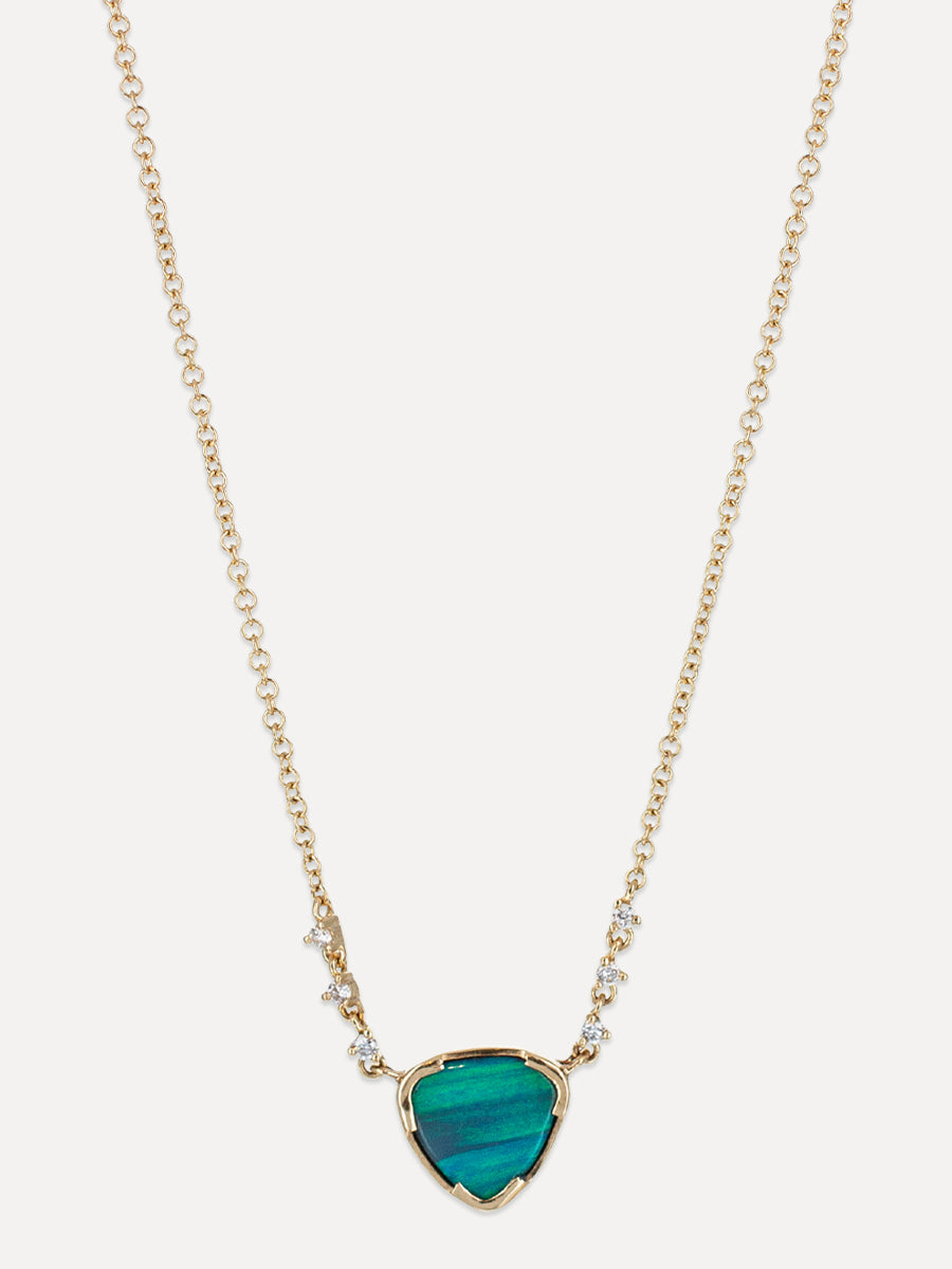 14K Spark Opal & Diamond Necklace