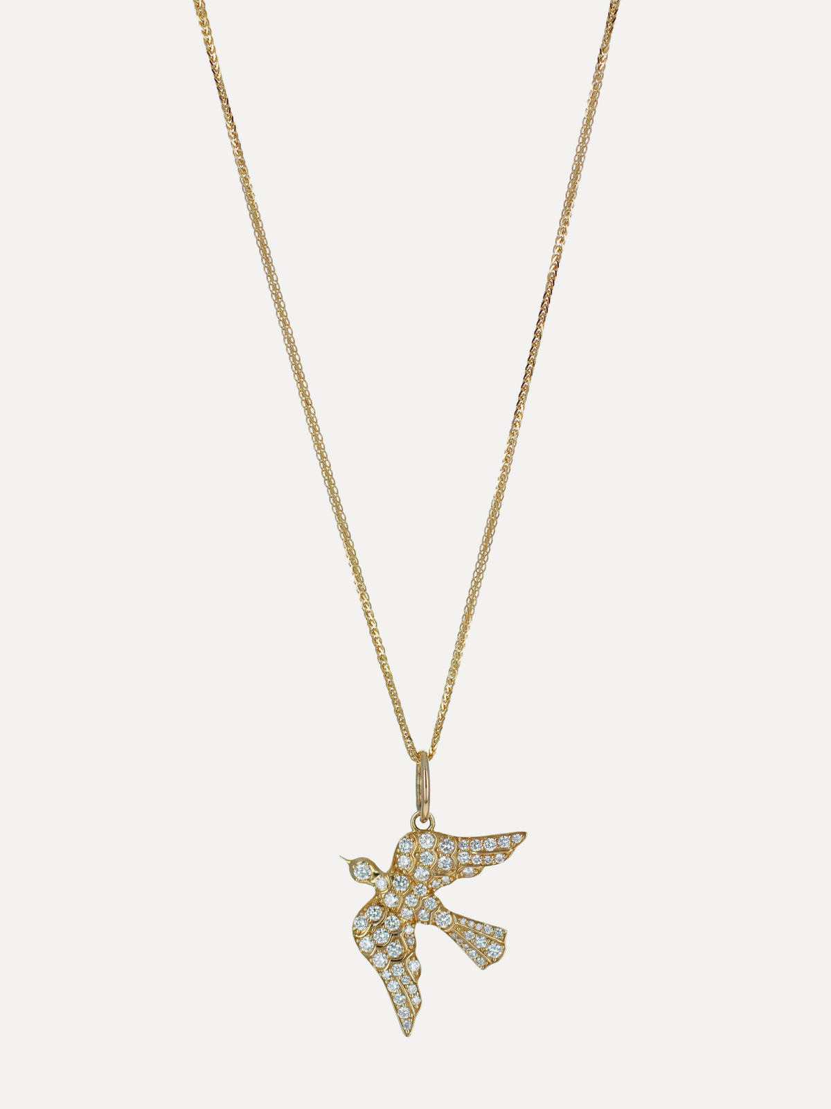 14K Diamond Peace Dove Charm