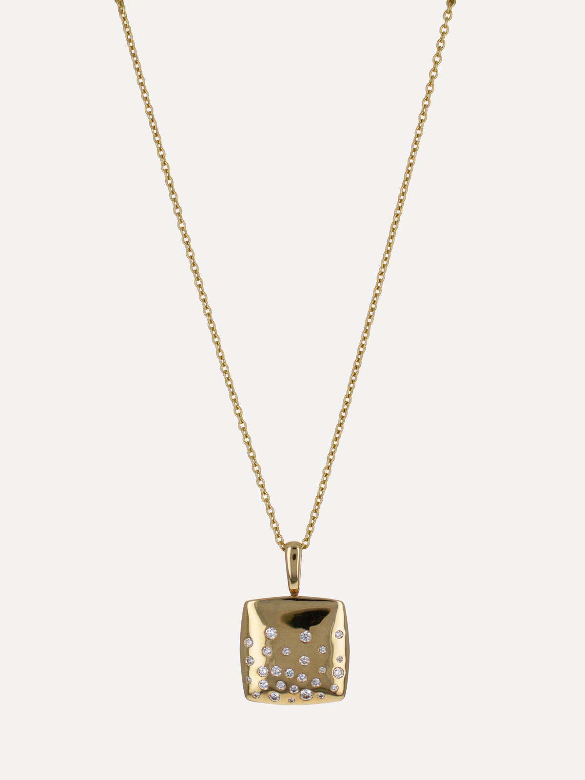18K Scattered Diamond Cushion Charm