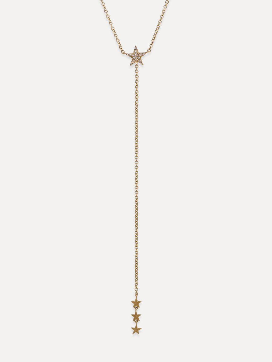 14K Diamond Star Lariat Necklace