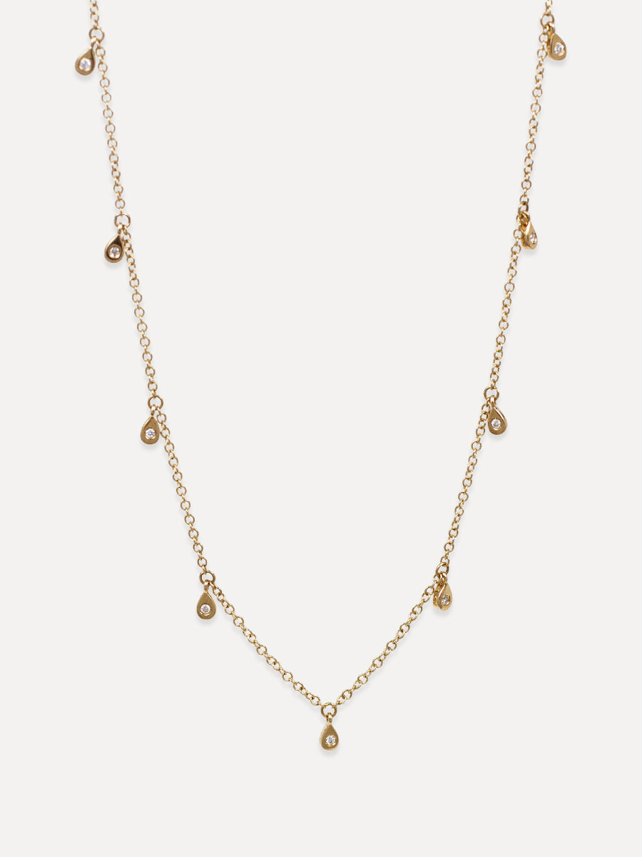 14K Diamond Teardrop Choker Necklace
