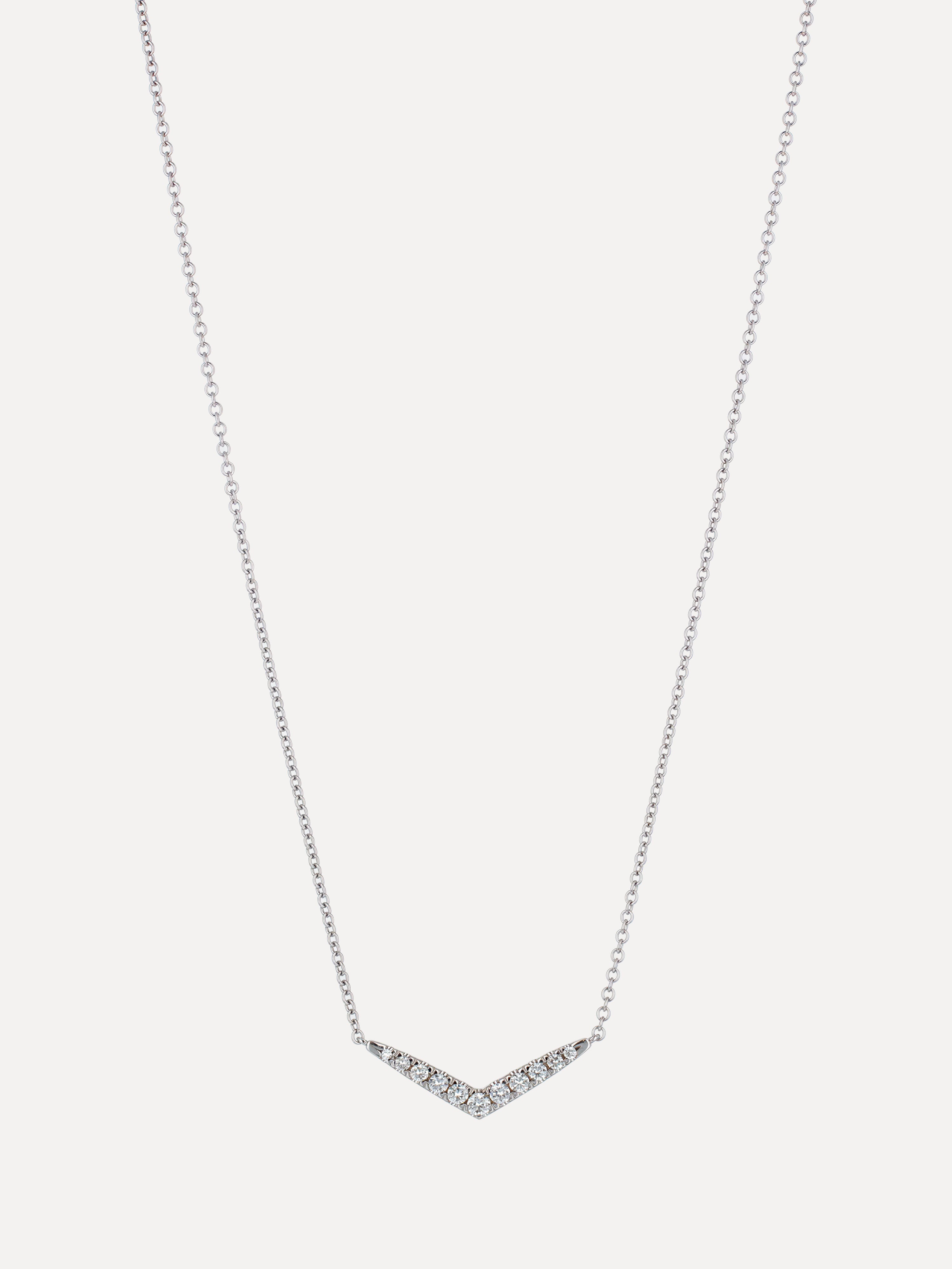 14K V Shaped Diamond Necklace