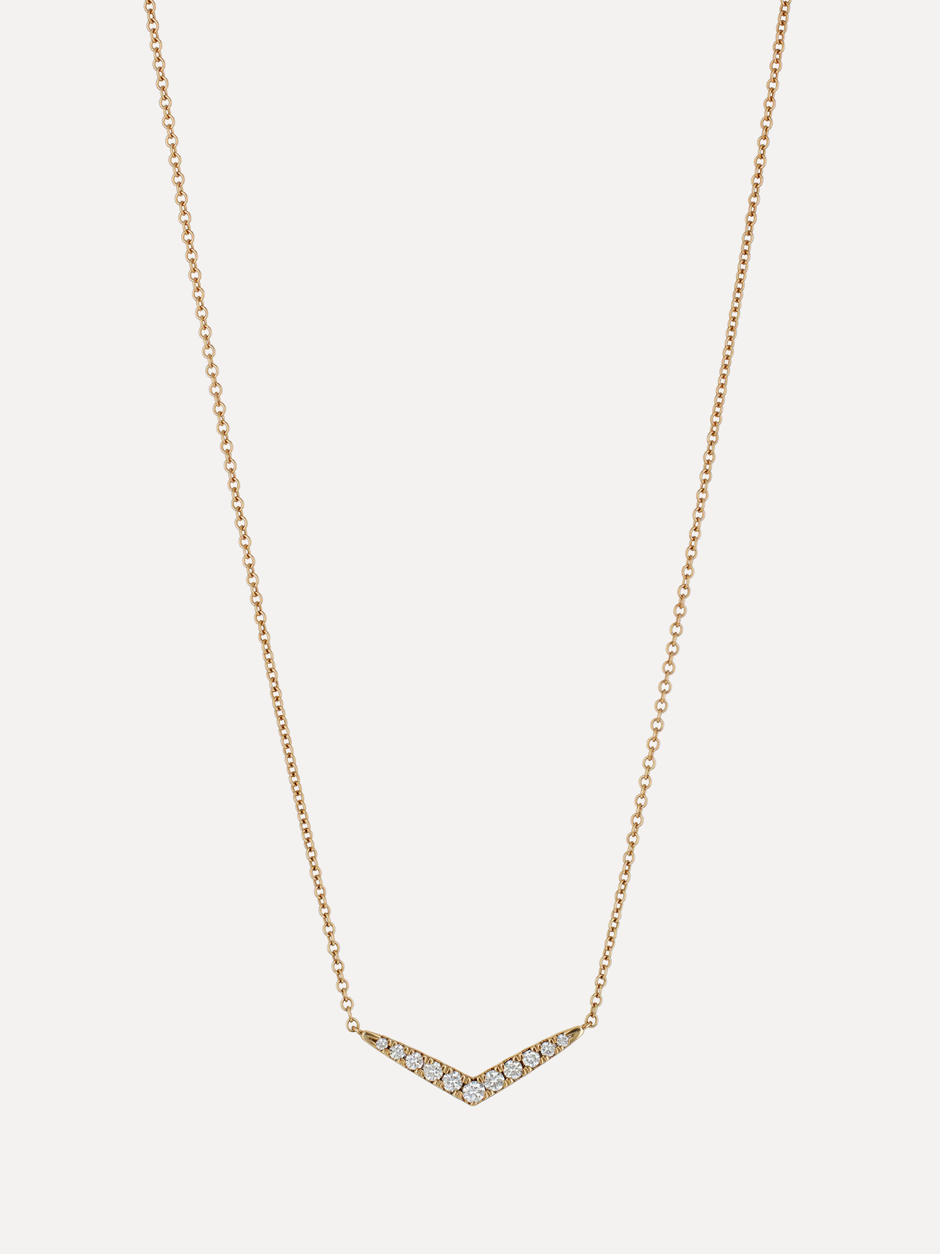 14K V Shaped Diamond Necklace