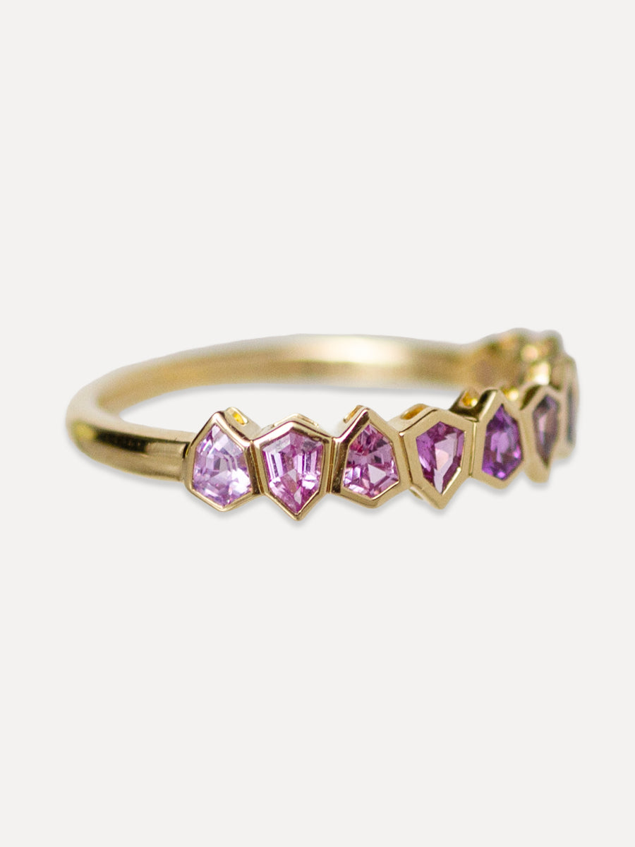 18K Floating Chevron Lavender Sapphire Stacking Ring