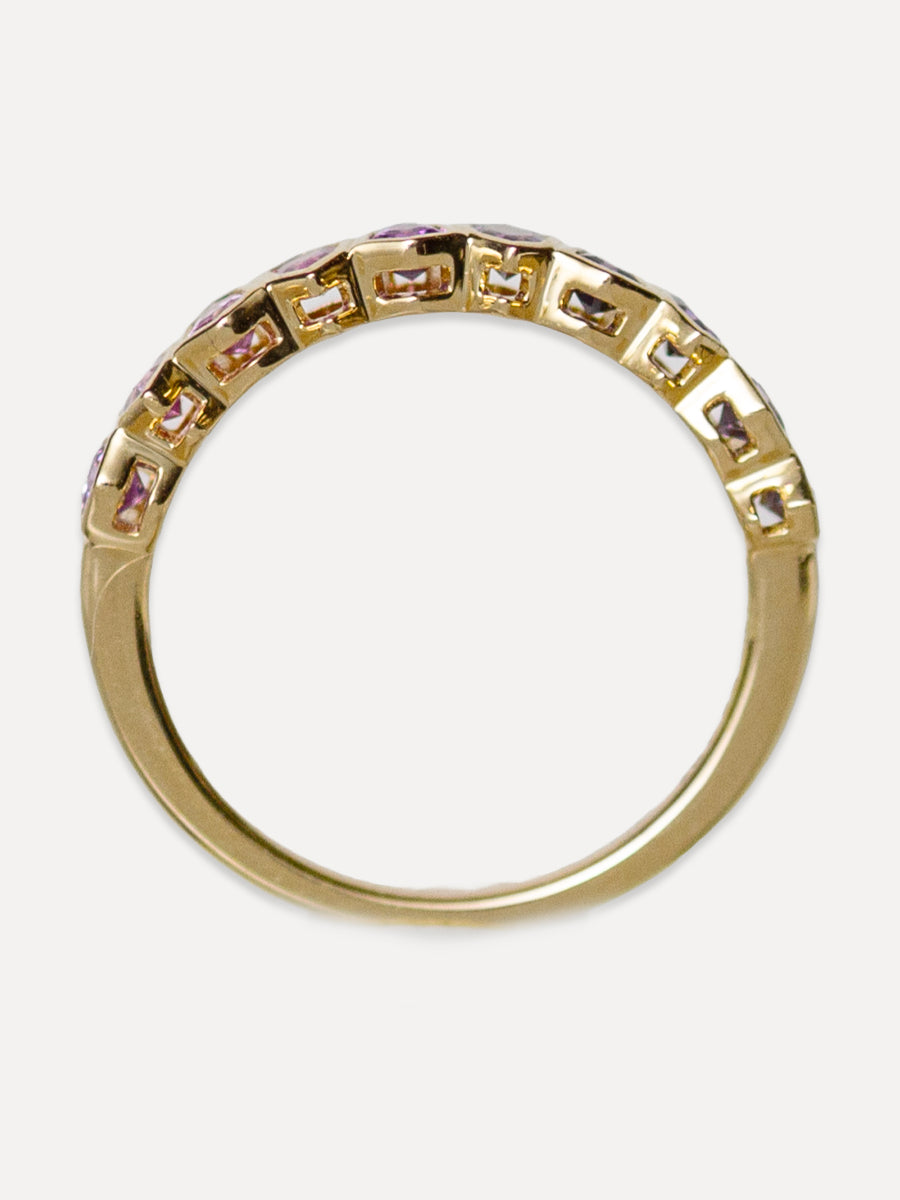 18K Floating Chevron Lavender Sapphire Stacking Ring