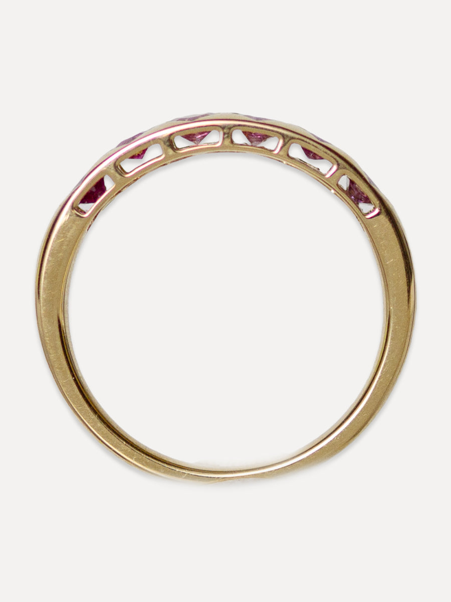 18K Floating Shield Hot Pink Sapphire Stacking Ring