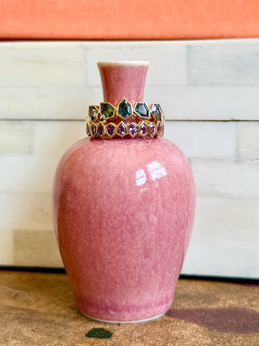 18K Floating Chevron Lavender Sapphire Stacking Ring