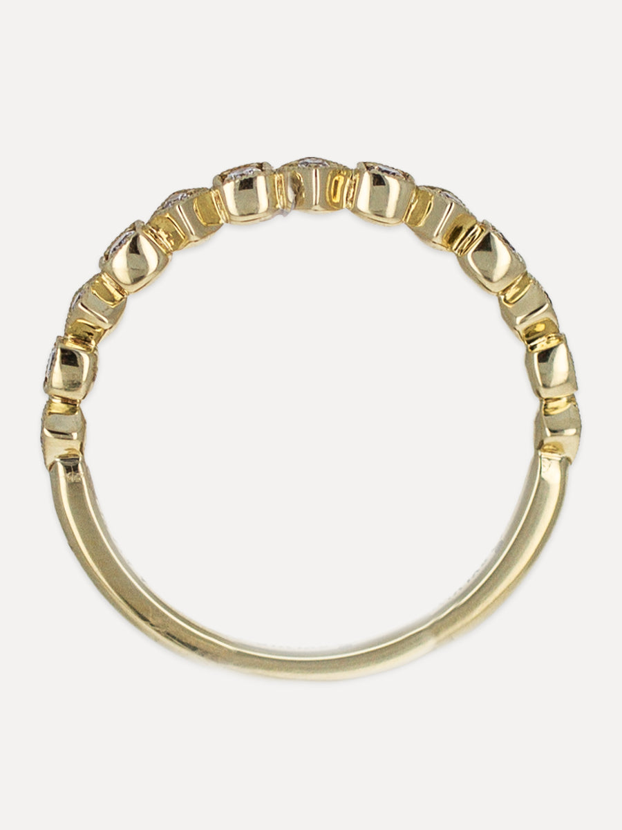 14K Axis Diamond Stackable Milgrain Band