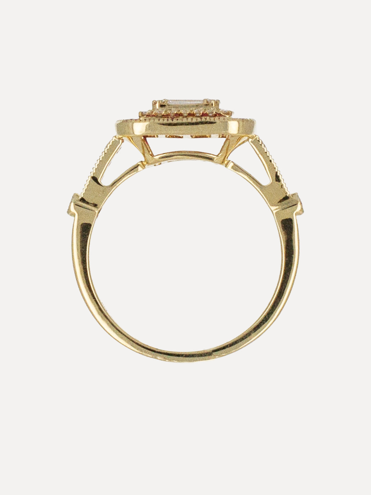 18K Ruby & Diamond Baguette Halo Ring