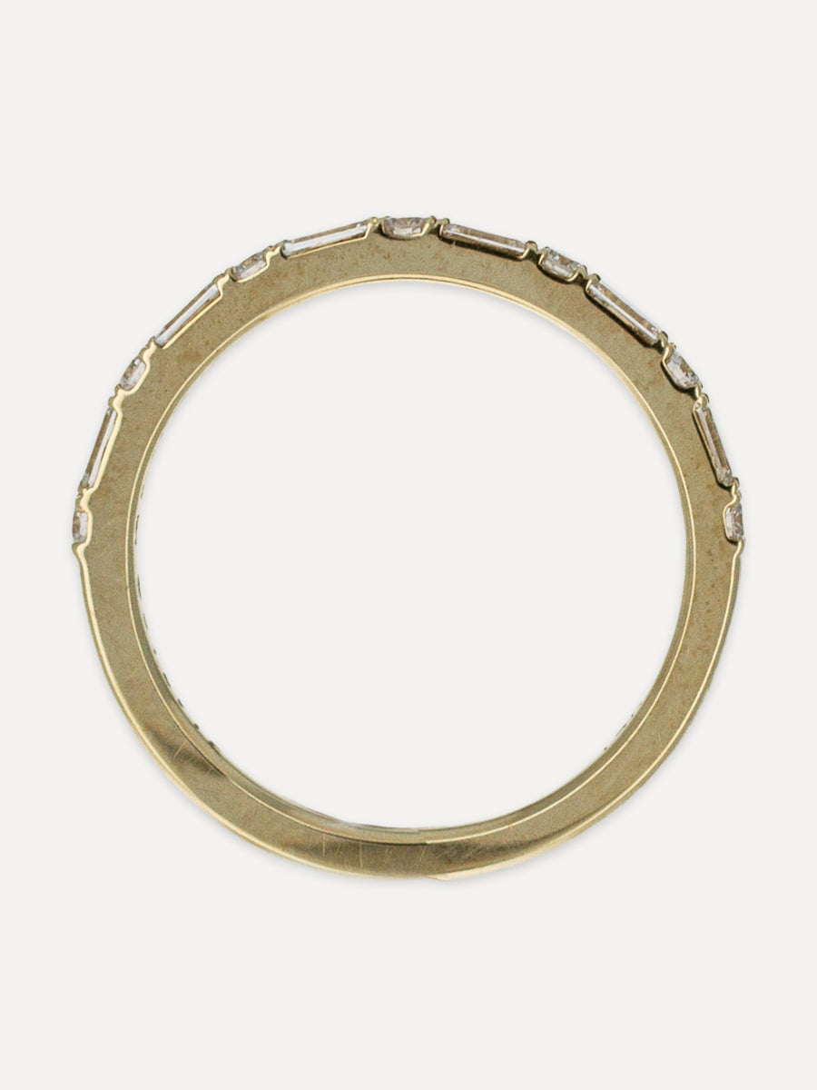14K Baguette & Round Diamond Stackable Band