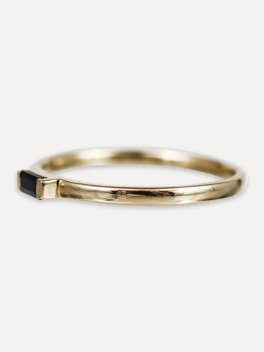 14K Simple Baguette Gemstone Stacking Ring