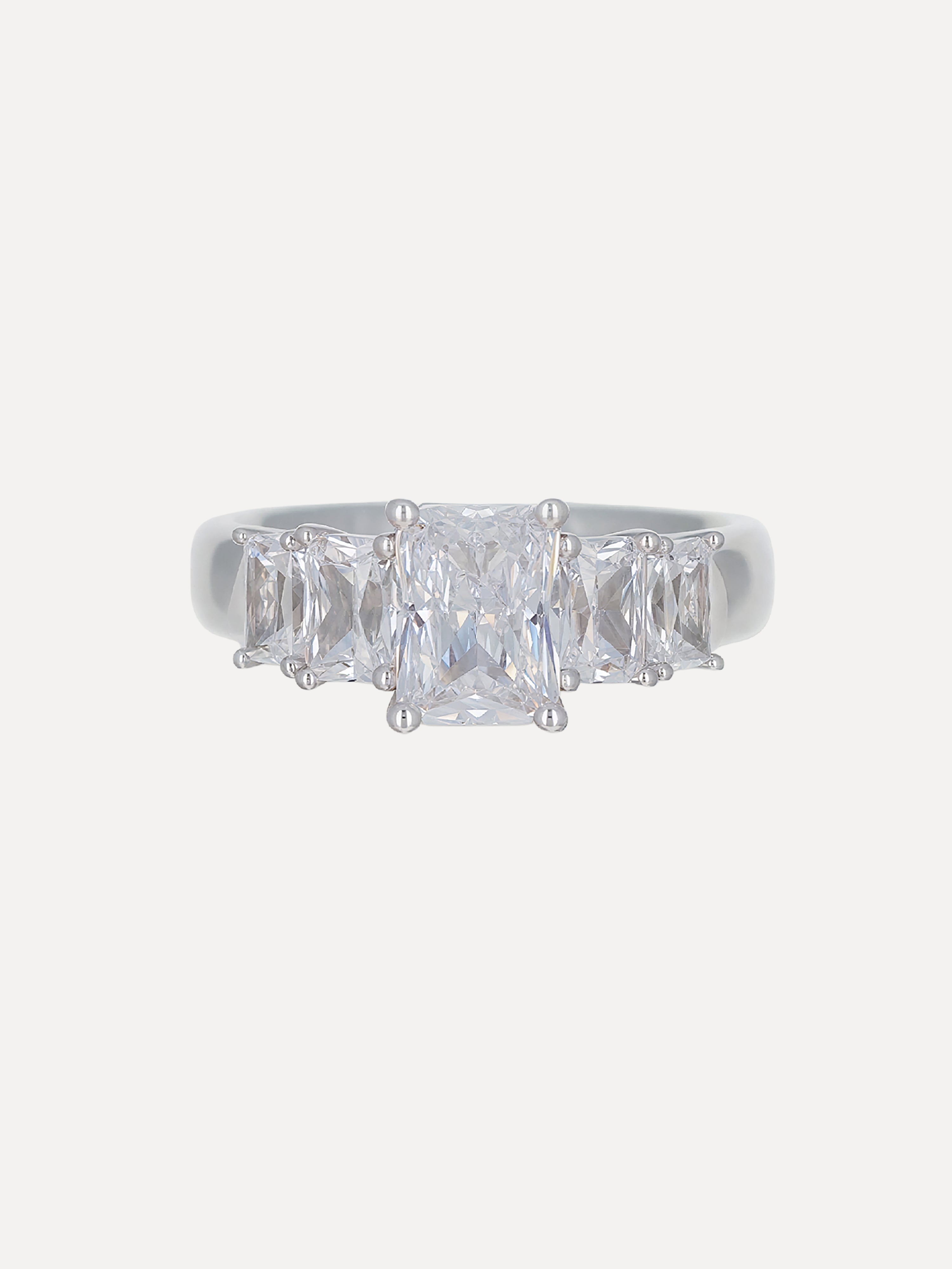 18K Radiant-Cut Diamond Five Stone Engagement Ring